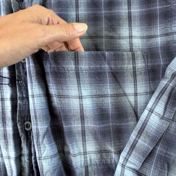 Faded Glory Mens Blue Lined Plaid Long Sleeve Cotton Flannel Shirt Size Medium - Picture 10 of 16